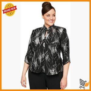 Plus Size Sequin Mandarin Collar Twinset Jacket & Tank Top 2-Piece Set